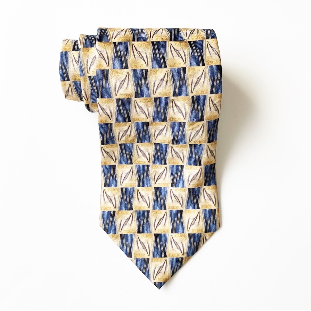 😊4/$20 Pierre Cardin Yellow Blue Silk Tie Easter